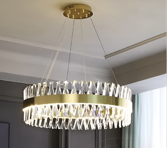 CASERTA LED lustr s dálkovým ovládáním, 68W, Stmívatelný, 3000K/4000K/6000K, Průměr 60cm, Zlatá