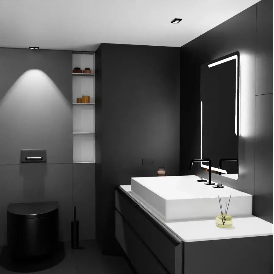 Zrcadlo LED obdélníkový 60x80cm Rayonnement Motionglow Marcello System Deaktivace a teploměr Dimable teploměr