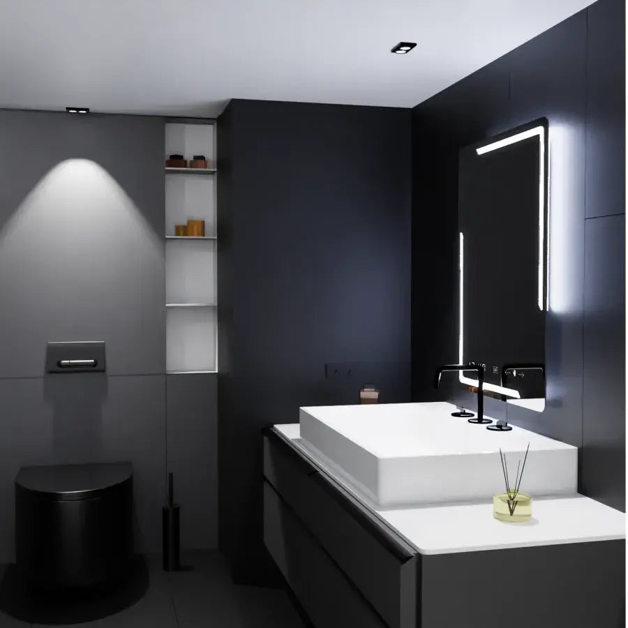 Zrcadlo LED obdélníkový 60x80cm Rayonnement Motionglow Marcello System Deaktivace a teploměr Dimable teploměr