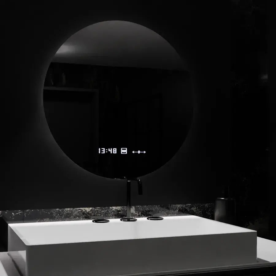 LED kulaté zrcadlo, 70 cm, Serenite MotionGlow Marcello, Demister System, Hodiny & Teploměr, Stmívatelné