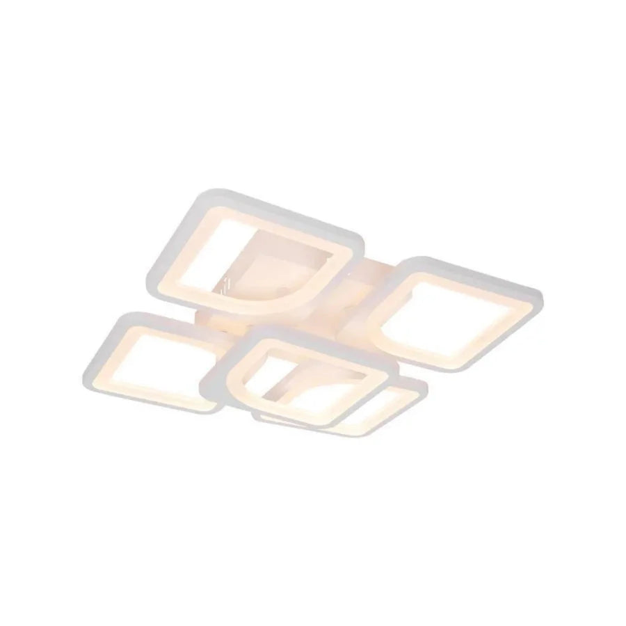 LED lustr s dálkovým ovládáním ZOE 96W, 5 čtverců, studené/teplé/neutrální světlo, stmívatelné, bílá