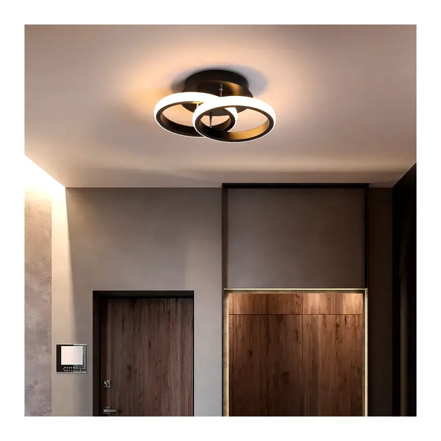 LED lustr VERTEX CIRCULA 22W, 2 kruhy, kovové rámy, studené/teplé/neutrální světlo, černá