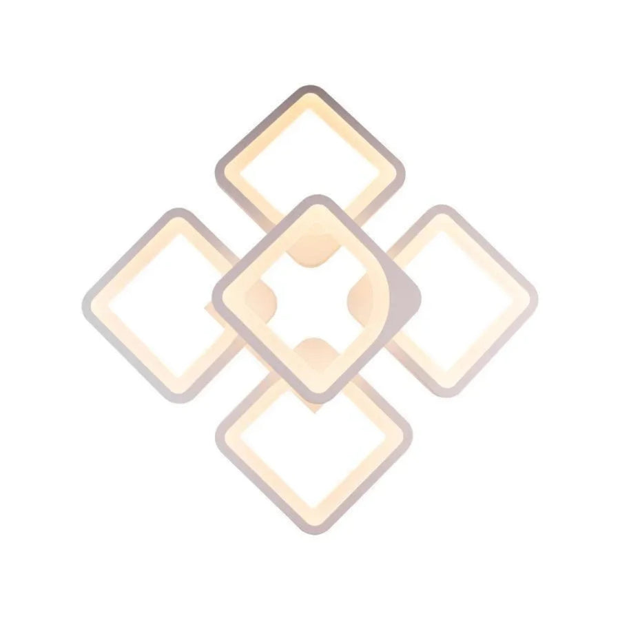 LED lustr s dálkovým ovládáním ZOE 96W, 5 čtverců, studené/teplé/neutrální světlo, stmívatelné, bílá