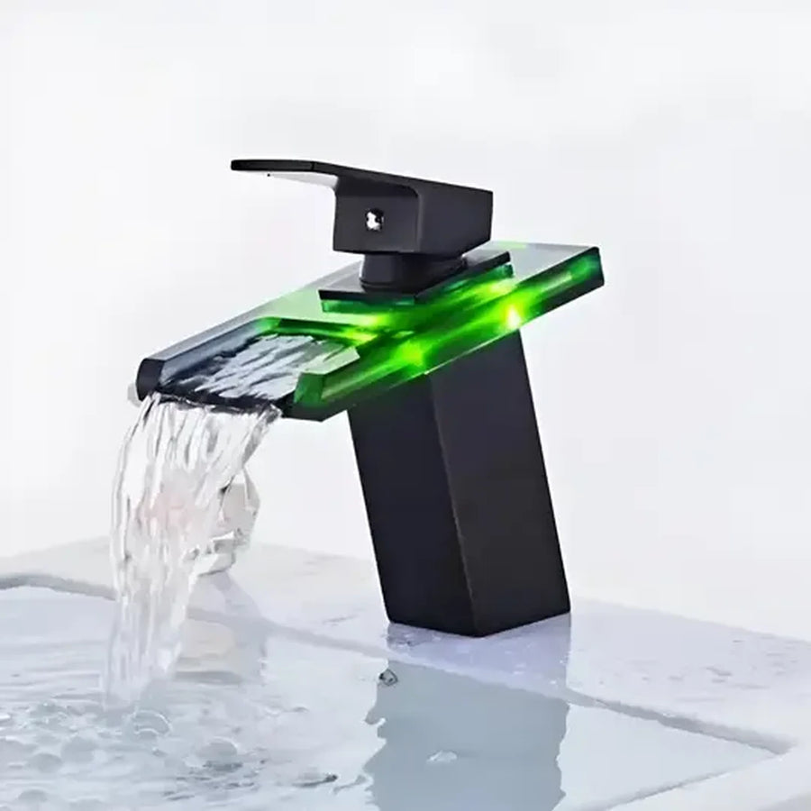 Baterie umyvadlo, slitina a sklo, černá, OD3007