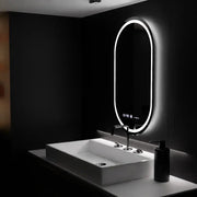 Oválné LED zrcadlo, 60x80cm, Eminence MotionGlow Marcello, Demister System, Hodiny & Teploměr, Stmívatelné