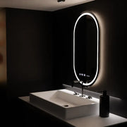 Oválné LED zrcadlo, 60x80cm, Eminence MotionGlow Marcello, Demister System, Hodiny & Teploměr, Stmívatelné