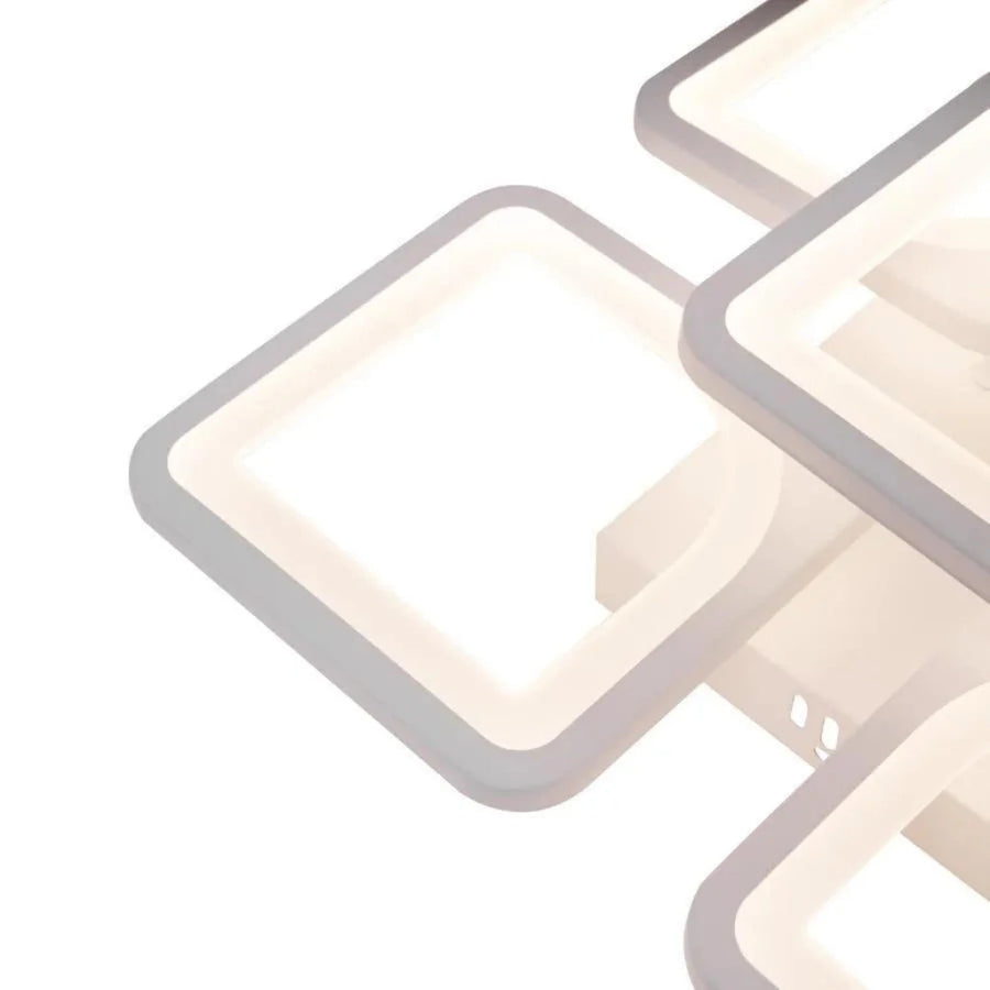 LED lustr s dálkovým ovládáním ZOE 96W, 5 čtverců, studené/teplé/neutrální světlo, stmívatelné, bílá