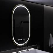 Oválné LED zrcadlo, 50x80cm, Roven Marcello MotionGlow senzor, Odmlžovací systém, Hodiny & Teploměr, Stmívatelné