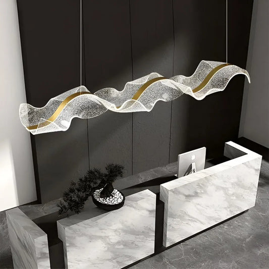 Závěsný LED lustr AMI 80W, Lineární, Studené/Teplé/Neutrální světlo, Zlatý, Nastavitelná výška