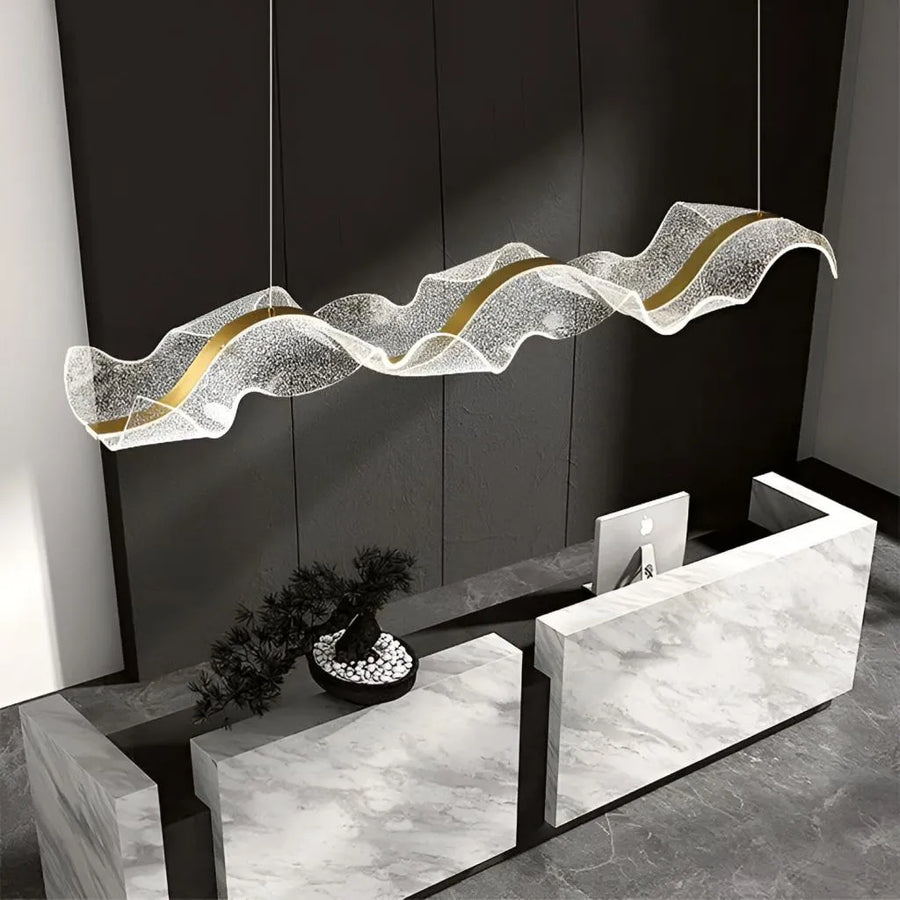 Závěsný LED lustr AMI 80W, Lineární, Studené/Teplé/Neutrální světlo, Zlatý, Nastavitelná výška