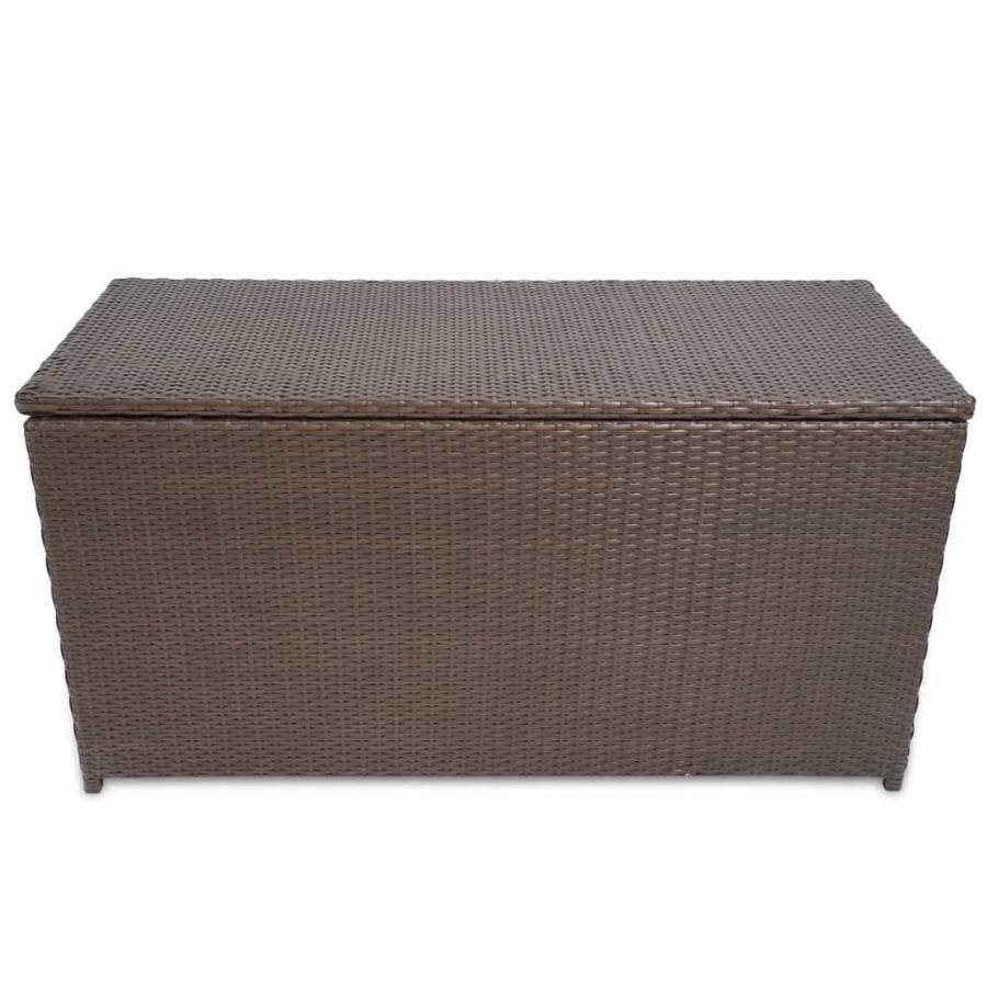 Zahradní úložný box, hnědá, 120x50x60 cm, polyratan