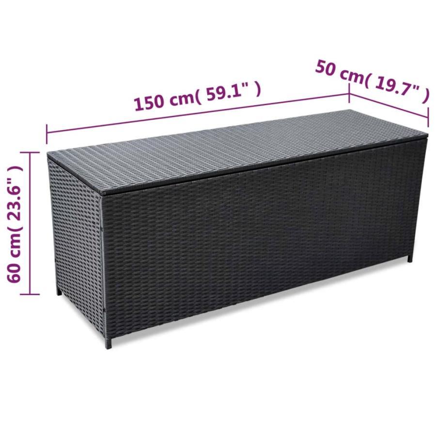 Zahradní úložný box, černá, 150x50x60 cm, polyratan