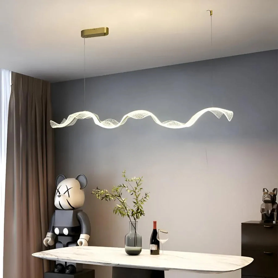 Závěsný LED lustr AMI 80W, Lineární, Studené/Teplé/Neutrální světlo, Zlatý, Nastavitelná výška