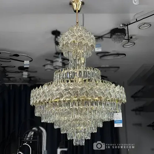 Junnut 21*E27 Chandier, Crystal and Metal, Golden