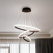 LED závěsný lustr RICCI 45W, 3 kruhy, studené/teplé/neutrální světlo, černý, výškově nastavitelný