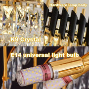 Crystal Chandier Versailles Eleganza 7x E14, průměr 49 cm, lesklý a černé zlato, nastavitelná výška