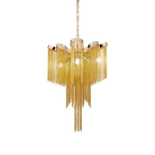 Aurora Lustr, 4xE14, Průměr 43 cm, Výška 68 cm, Zlatá, Kov Moderní Lustry Výchozí název Alessandro Design