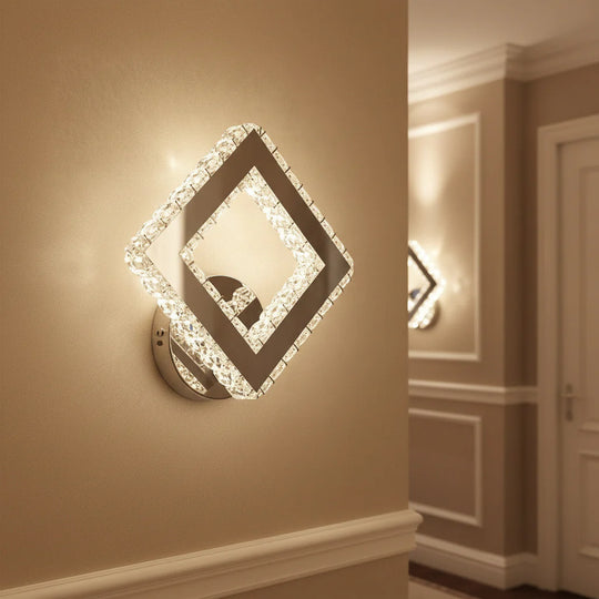 LED nástěnné svítidlo AP2881 s krystaly, čtvercové, 23,4 W, studené/teplé/neutrální světlo, lesklý chrom Vnitřní nástěnná svítidla Výchozí název Alessandro Design