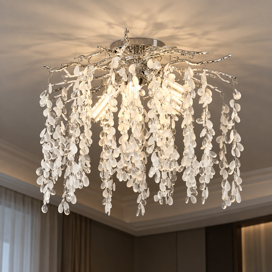 Křišťálový lustr WILLOW, 5x E14, Průměr 50cm, Chrom