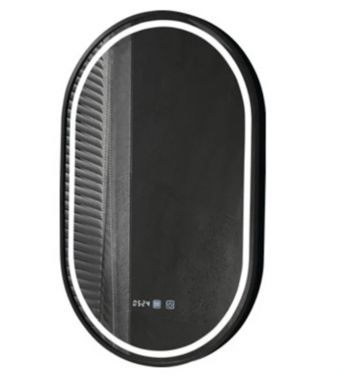 Oval LED Mirror 50x80cm Alessia Motionglow Marcello Dimable Clock Defrosting System