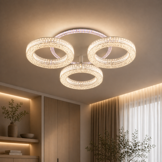 LED lustr RONDA Nobile s dálkovým ovládáním 46W, 3 kruhy, studené/teplé/neutrální světlo, stmívatelné, bílý LED lustr s dálkovým ovládáním Výchozí název Alessandro Design