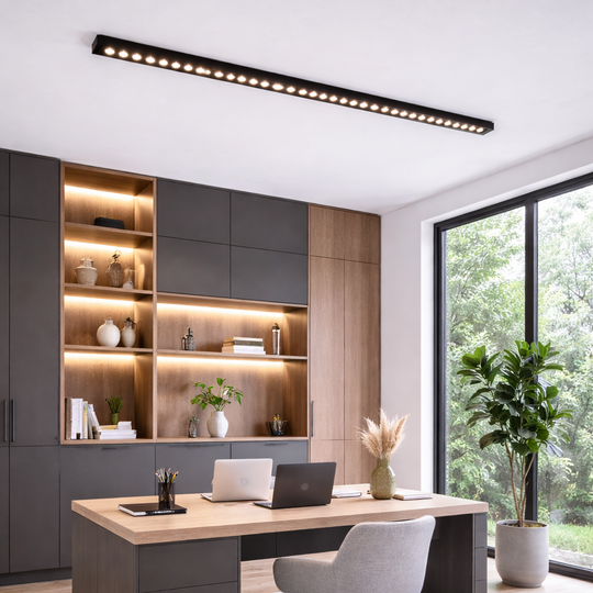 Použitá mřížka LED lineárního projektoru 35W, neutrální světlo 4000k, 35 zdrojů, 94x3,5x6,5 cm LED stropní světla Výchozí název Alessandro Design