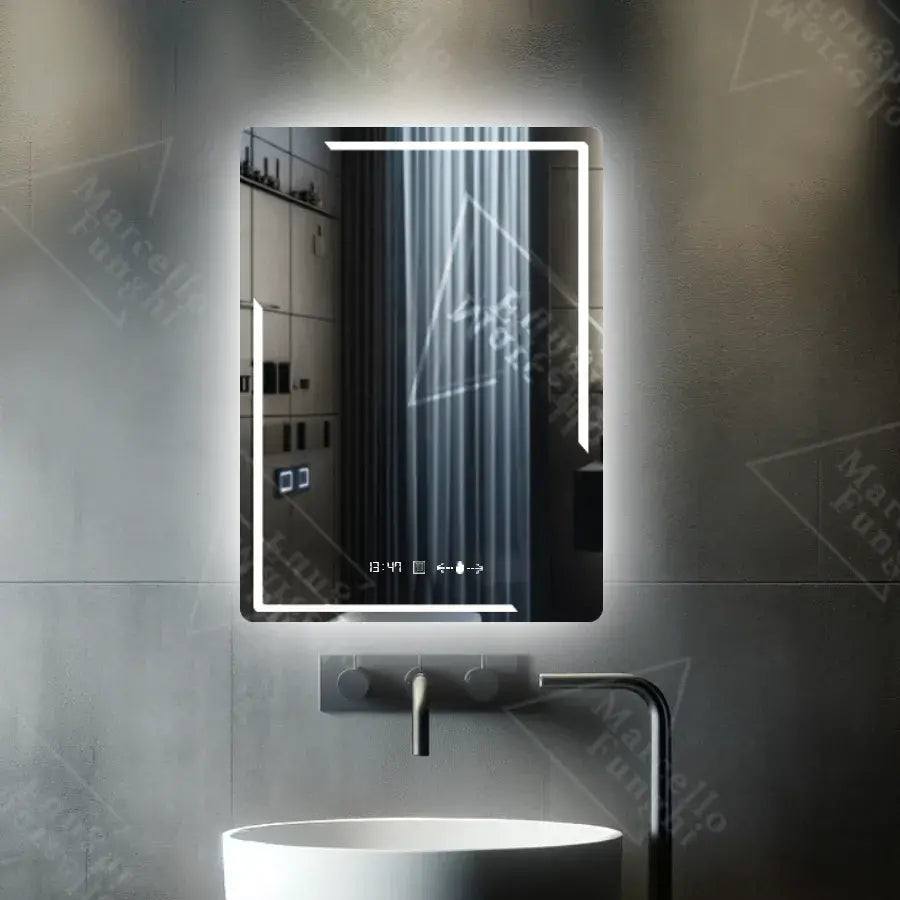Zrcadlo LED obdélníkový 60x80cm Rayonnement Motionglow Marcello System Deaktivace a teploměr Dimable teploměr