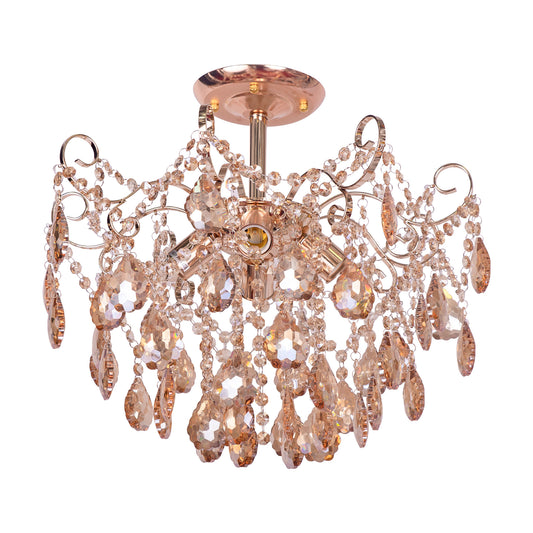 Křišťálový lustr Fiamma, 4x E27, Průměr 50cm, Zlatý
