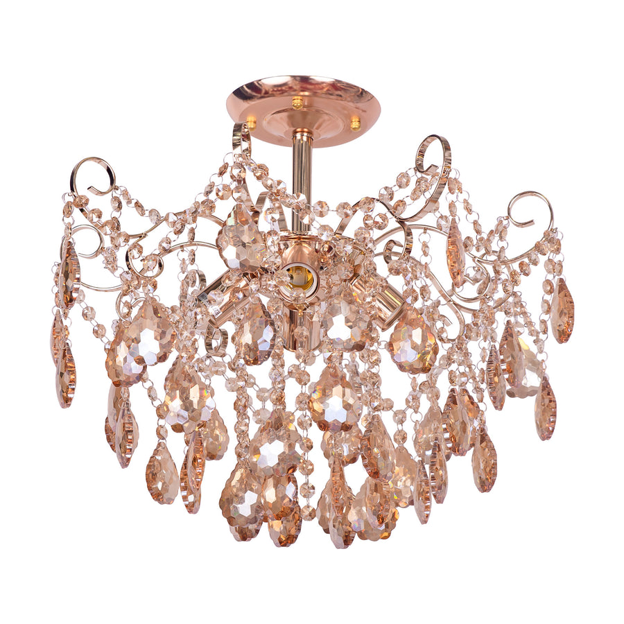Křišťálový lustr Fiamma, 4x E27, Průměr 50cm, Zlatý