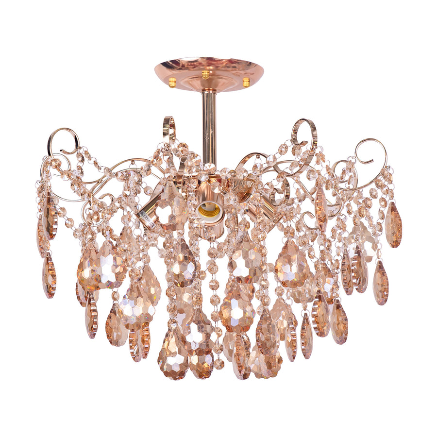 Křišťálový lustr Fiamma, 4x E27, Průměr 50cm, Zlatý