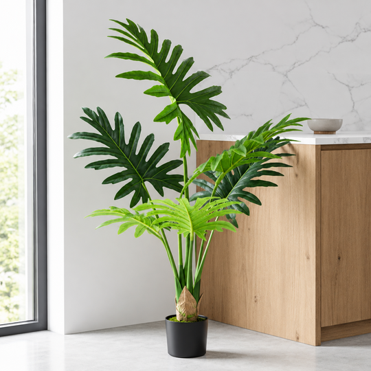 Umělá rostlina typu filodendron, 6 listů, 120 cm, zelená