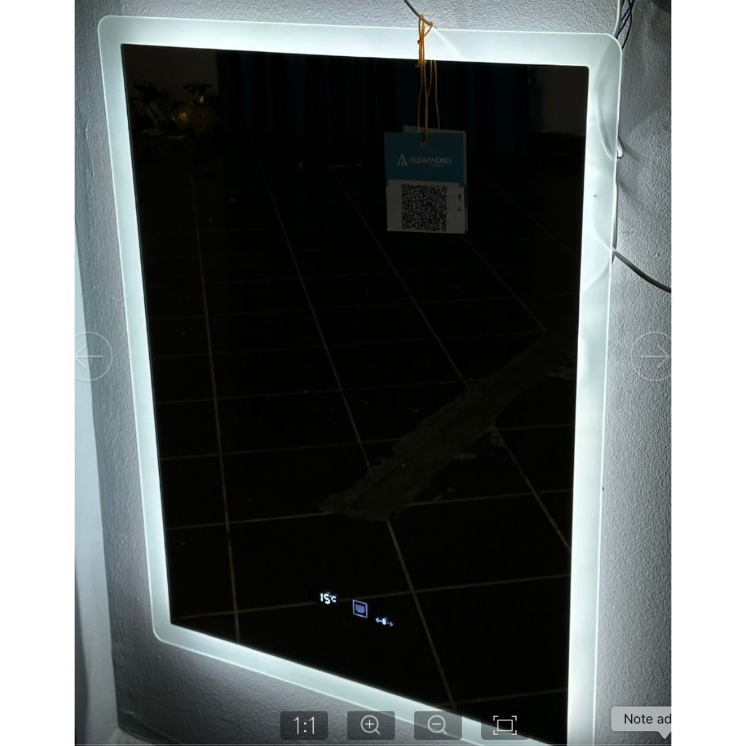 Obdélníkový LED zrcadlo 50x70cm zampa senzor pohybu Marcello Clock Defrition System & Dimable teploměr