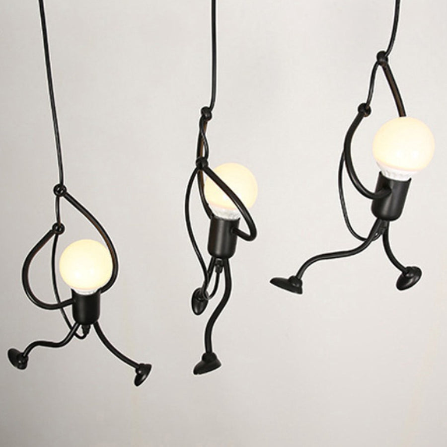 MODERNÍ Lustr, Kyvadlový typ, FANTASIA, Figurka, 3xE27, Nastavitelná výška, Černá