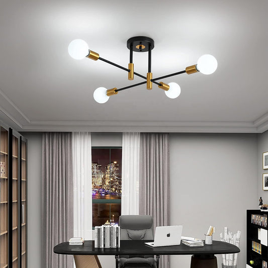 Modernistické chtíče pohan, 4x E27, černé a zlaté, moderní design