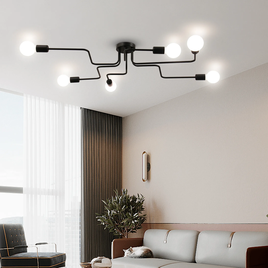 Modernistický lustr Hexa 6, 6x E27, černý, moderní design