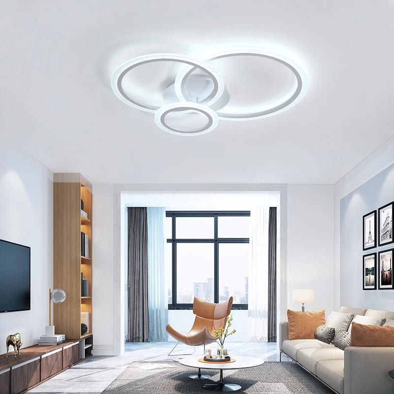 LED lustr s dálkovým ovládáním BETTY 41W, 3 kruhy, Studené/Teplé/Neutrální světlo, Stmívatelné, Bílá