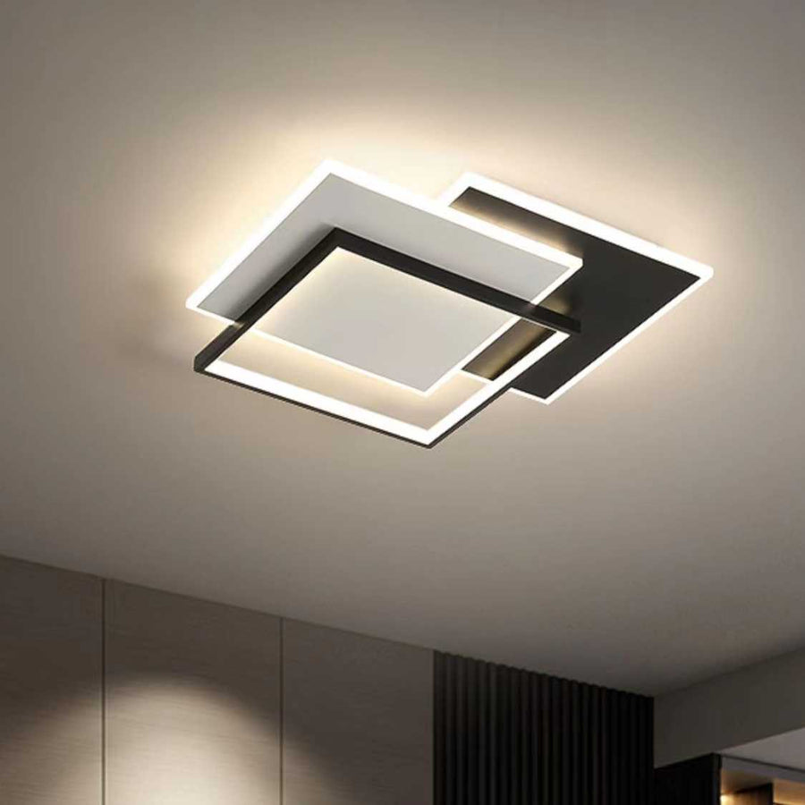 LED lustr s dálkovým ovládáním CHIARA 102W, 3 čtverce, studené/teplé/neutrální světlo, stmívatelné, černá