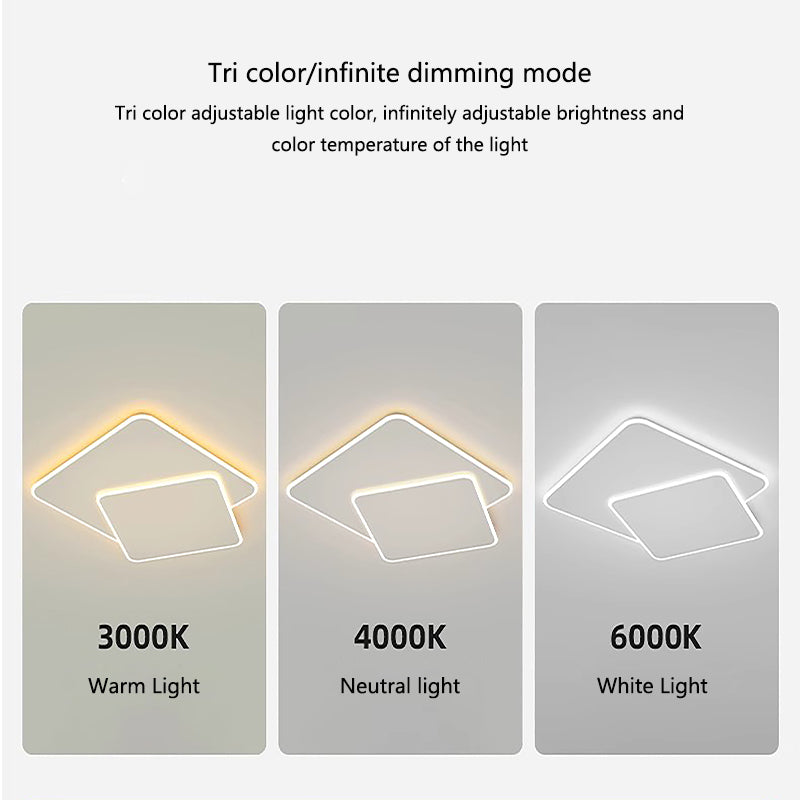 LED lustr s dálkovým ovládáním FUTURA LUMINA 98W, 2 čtverce, studené/teplé/neutrální světlo, stmívatelné, bílá