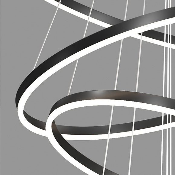 Závěsný LED lustr s dálkovým ovládáním CASIANA 41W, 2 kruhy, studené/teplé/neutrální světlo, stmívatelný, černý, výškově nastavitelný