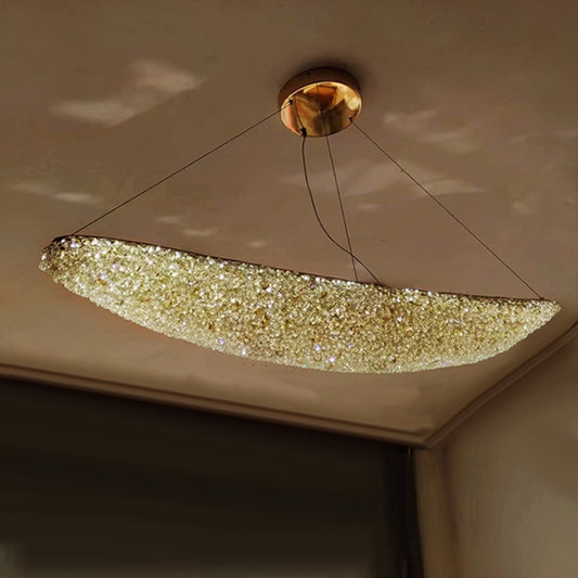 Moderní lustr s křišťálem, RITMICA Largo, 31W, délka 80 cm, zlatý, nastavitelná výška