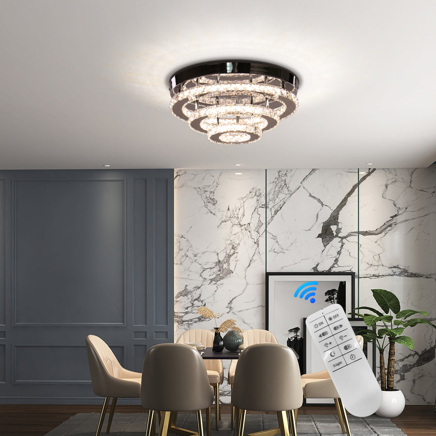 Křišťálový LED lustr LLC151/500CH, 64W, 3 prvky, studené/teplé/neutrální světlo, stmívatelný, lesklý chrom