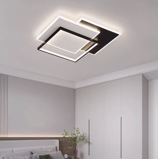 LED lustr s dálkovým ovládáním CHIARA 102W, 3 čtverce, studené/teplé/neutrální světlo, stmívatelné, černá