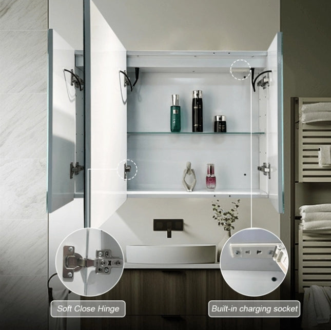 Theresa Wardrobe s LED zrcadlem DBP125 100x70 šedá