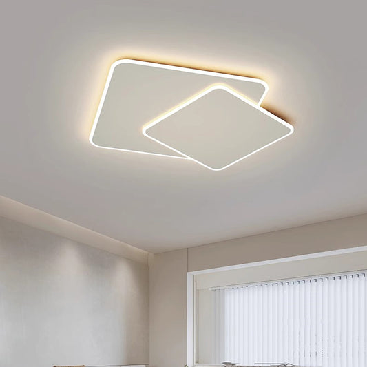 LED lustr s dálkovým ovládáním FUTURA LUMINA 98W, 2 čtverce, studené/teplé/neutrální světlo, stmívatelné, bílá