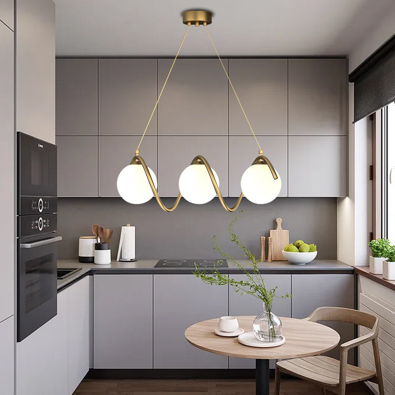 Lustr LOFT Haven, 3x G9, bílé zlato, kov, nastavitelná výška, moderní