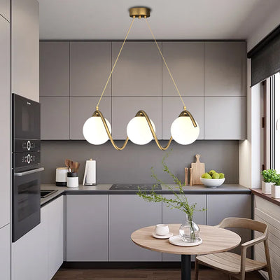 Lustr LOFT Haven, 3x G9, bílé zlato, kov, nastavitelná výška, moderní