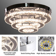 Křišťálový LED lustr LLC151/500CH, 64W, 3 prvky, studené/teplé/neutrální světlo, stmívatelný, lesklý chrom