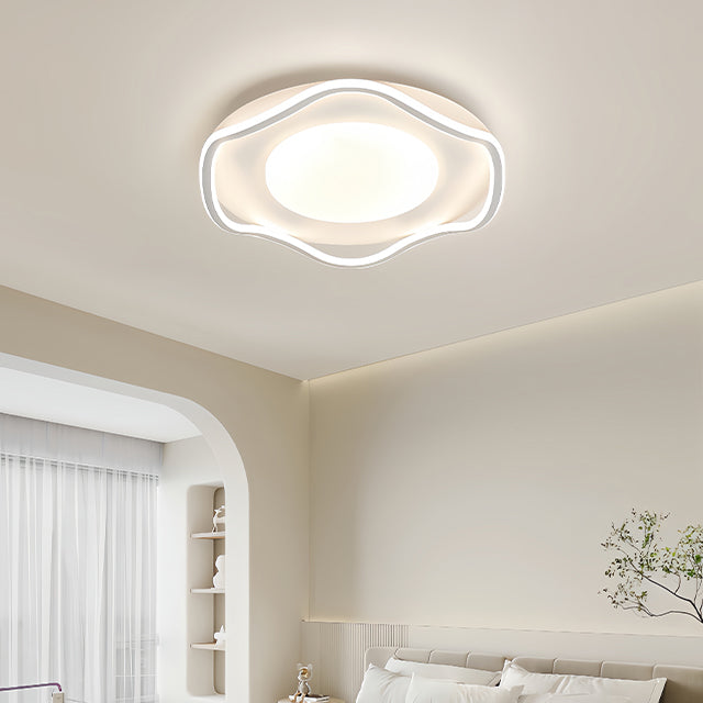 LED lustr s dálkovým ovládáním MODERNO 75W, 2 kruhy, Studené/Teplé/Neutrální světlo, Stmívatelné, Bílá