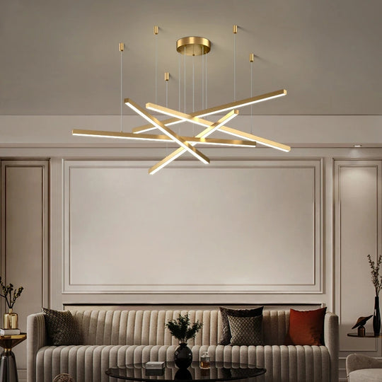 Závěsný LED lustr s dálkovým ovládáním GINEVRA 63W, 5 Elements, Studené/Teplé/Neutrální světlo, Zlaté LED lustry s dálkovým ovládáním Výchozí název Alessandro Design