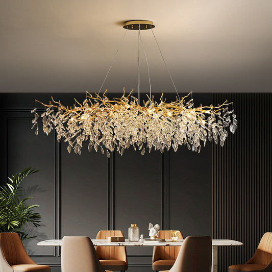 Křišťálový lustr WALTZ Rhapsody, 9x G9, zlatý, 80 cm, nastavitelná výška